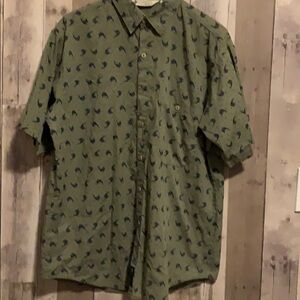 Columbia Olive Green & Navy Blue Sailfish Shirt L
